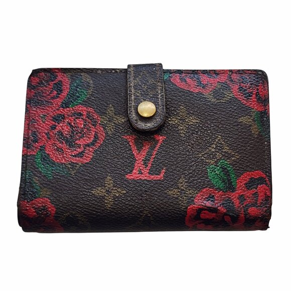 Vintage Louis Vuitton Hand Painted Red Roses Wallet - Picture 9 of 9